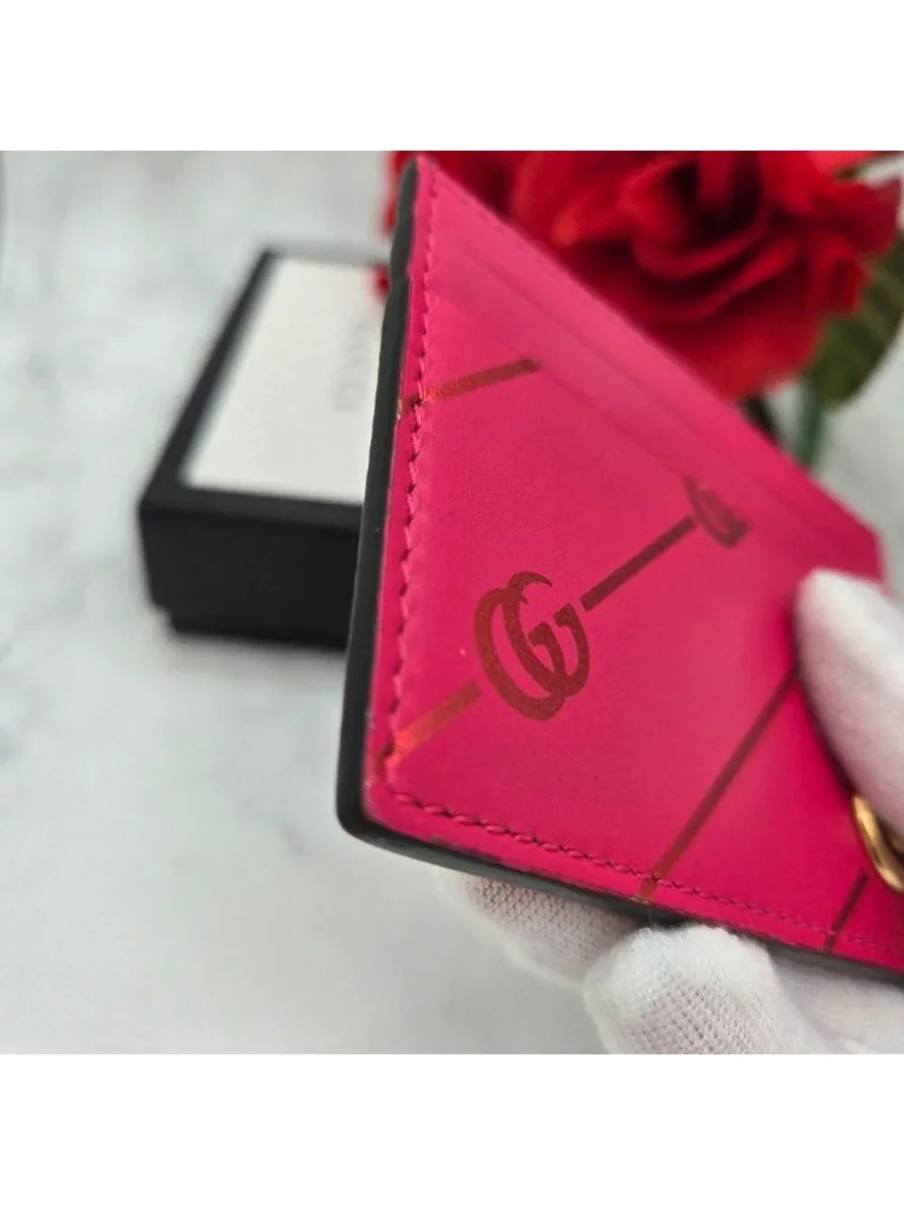 ★SOLD★ Gucci GG Marmont Stripe Card Case - Picture 5 of 13